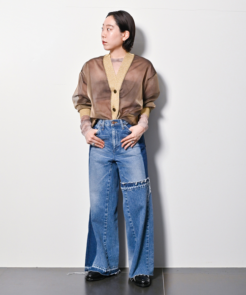 CITYSHOP（シティーショップ）の「RIB DOCKING カーディガン（カーディガン/ボレロ・レディース・ブラウン系その他/ブラック・FREE）」の8枚目の写真