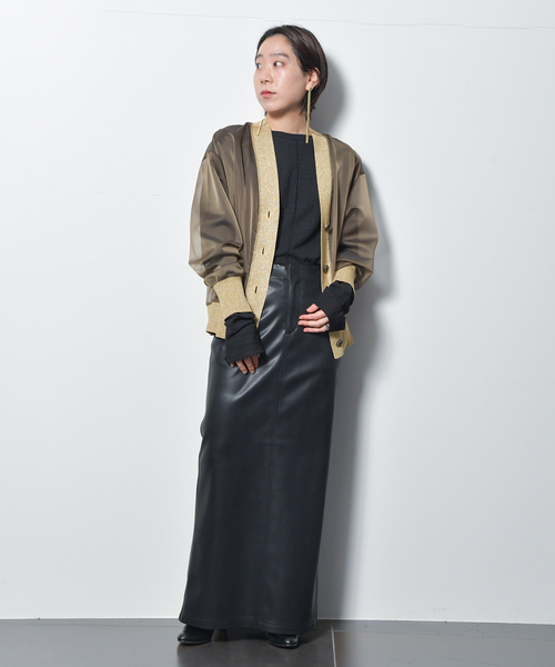 CITYSHOP（シティーショップ）の「RIB DOCKING カーディガン（カーディガン/ボレロ・レディース・ブラウン系その他/ブラック・FREE）」の9枚目の写真