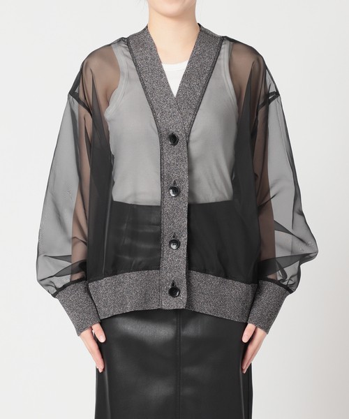 CITYSHOP（シティーショップ）の「RIB DOCKING カーディガン（カーディガン/ボレロ・レディース・ブラウン系その他/ブラック・FREE）」の12枚目の写真