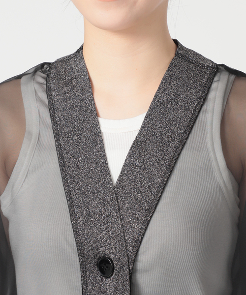 CITYSHOP（シティーショップ）の「RIB DOCKING カーディガン（カーディガン/ボレロ・レディース・ブラウン系その他/ブラック・FREE）」の15枚目の写真