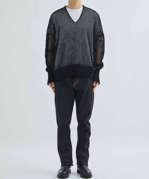 sulvam / サルバム】MESH ASYMMETRY KNIT（ニット/セーター）｜sulvam