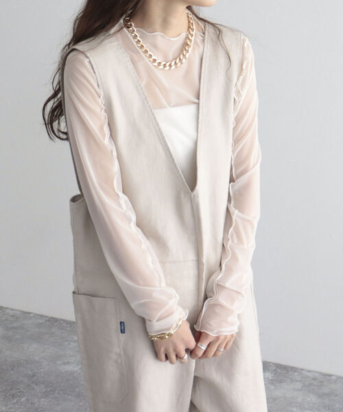 GEVACO（ゲバコ）の「【GEVACO/ゲバコ】綿麻ツイルサロペット（サロペット/オーバーオール・レディース・ベージュ/ブラック・36/38）」の3枚目の写真