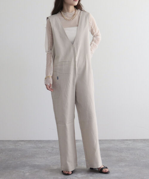 GEVACO（ゲバコ）の「【GEVACO/ゲバコ】綿麻ツイルサロペット（サロペット/オーバーオール・レディース・ベージュ/ブラック・36/38）」の7枚目の写真