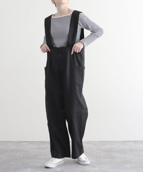 GEVACO（ゲバコ）の「【GEVACO/ゲバコ】綿麻ツイルサロペット（サロペット/オーバーオール・レディース・ベージュ/ブラック・36/38）」の12枚目の写真