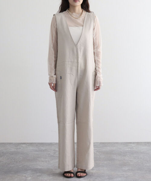 GEVACO（ゲバコ）の「【GEVACO/ゲバコ】綿麻ツイルサロペット（サロペット/オーバーオール・レディース・ベージュ/ブラック・36/38）」の21枚目の写真