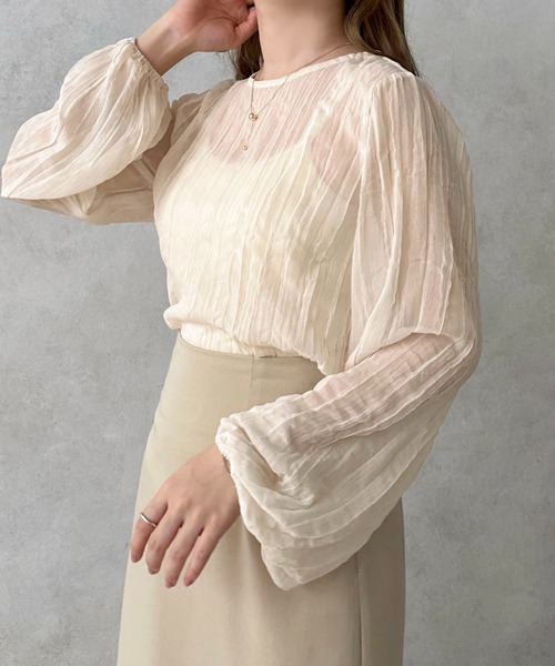 apres jour clair(アプレジュールクレア)の「【apres jour clair】クリンクルシアートップス【ZOZOTOWN限定アイテム】(シャツ/ブラウス・レディース・アイボリー/ピンクベージュ/ベージュ・フリー/X-LARGE)」の6枚目の写真