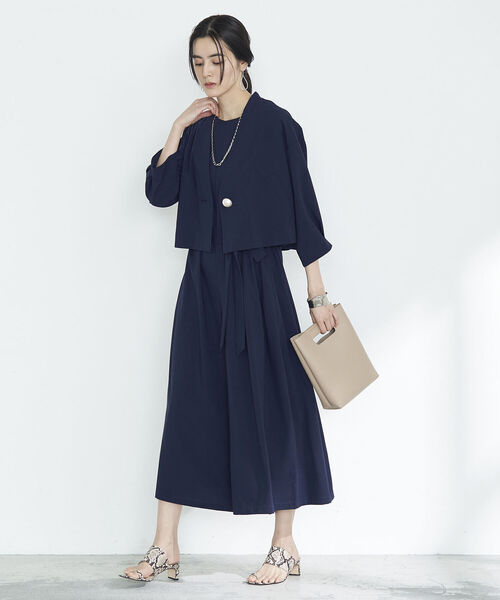 NOLLEY’S(ノーリーズ)の「◇【WEB限定】ビッグパールジャケット(ノーカラージャケット・レディース・ネイビー/ベージュ・FREE)」の21枚目の写真