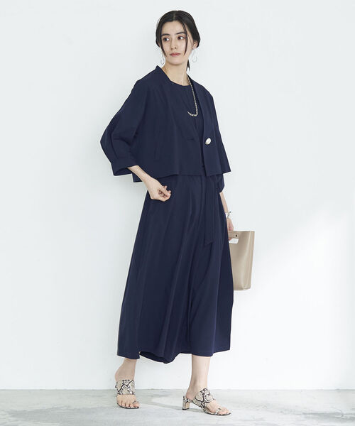 NOLLEY’S(ノーリーズ)の「◇【WEB限定】ビッグパールジャケット(ノーカラージャケット・レディース・ネイビー/ベージュ・FREE)」の22枚目の写真