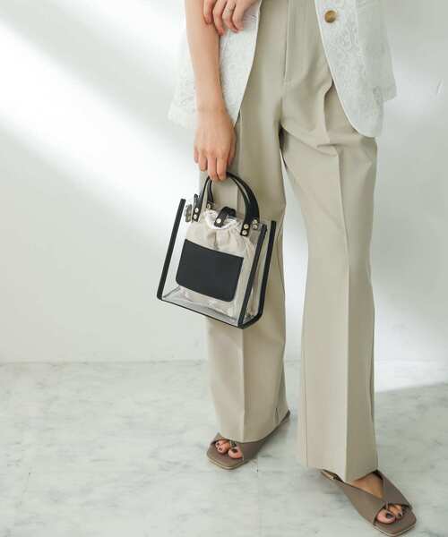 SENSE OF PLACE by URBAN RESEARCH（センスオブプレイスバイアーバンリサーチ）の「スクエアクリアショルダーバッグ（ショルダーバッグ・レディース・アイボリー/ブラック/ライトベージュ・ONE）」の5枚目の写真