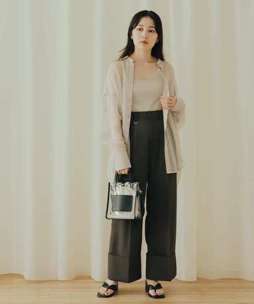 SENSE OF PLACE by URBAN RESEARCH（センスオブプレイスバイアーバンリサーチ）の「スクエアクリアショルダーバッグ（ショルダーバッグ・レディース・アイボリー/ブラック/ライトベージュ・ONE）」の9枚目の写真