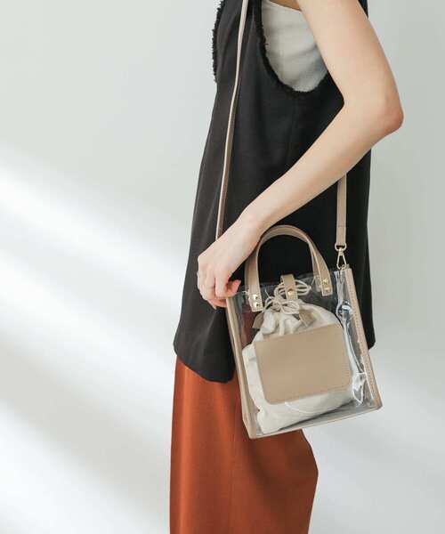 SENSE OF PLACE by URBAN RESEARCH（センスオブプレイスバイアーバンリサーチ）の「スクエアクリアショルダーバッグ（ショルダーバッグ・レディース・アイボリー/ブラック/ライトベージュ・ONE）」の10枚目の写真
