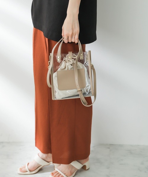 SENSE OF PLACE by URBAN RESEARCH（センスオブプレイスバイアーバンリサーチ）の「スクエアクリアショルダーバッグ（ショルダーバッグ・レディース・アイボリー/ブラック/ライトベージュ・ONE）」の11枚目の写真