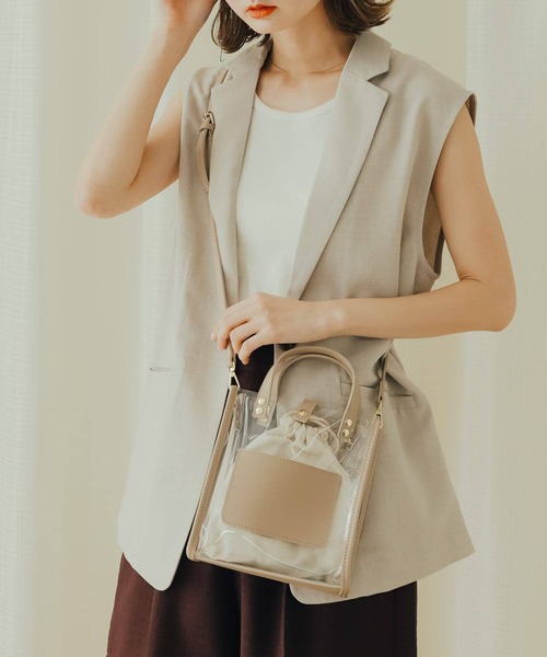 SENSE OF PLACE by URBAN RESEARCH（センスオブプレイスバイアーバンリサーチ）の「スクエアクリアショルダーバッグ（ショルダーバッグ・レディース・アイボリー/ブラック/ライトベージュ・ONE）」の15枚目の写真