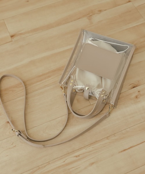 SENSE OF PLACE by URBAN RESEARCH（センスオブプレイスバイアーバンリサーチ）の「スクエアクリアショルダーバッグ（ショルダーバッグ・レディース・アイボリー/ブラック/ライトベージュ・ONE）」の21枚目の写真