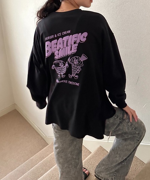 AS KNOW AS plus(アズノゥアズプラス)の「○ジャンクフード 発泡プリントロンT(Tシャツ/カットソー・レディース・オフホワイト/ブラック/オートミール/グリーン/ホワイト系2/ブラック系2/アイボリー系2/ネイビー系2/ホワイト系3/ブラック系3/ベージュ系3/ネイビー系3/ホワイト系4/ブラック系4/ベージュ系4/グリーン系4/スミクロ/ホワイト系5/ブラック系5/ブルー系5・FREE)」の8枚目の写真