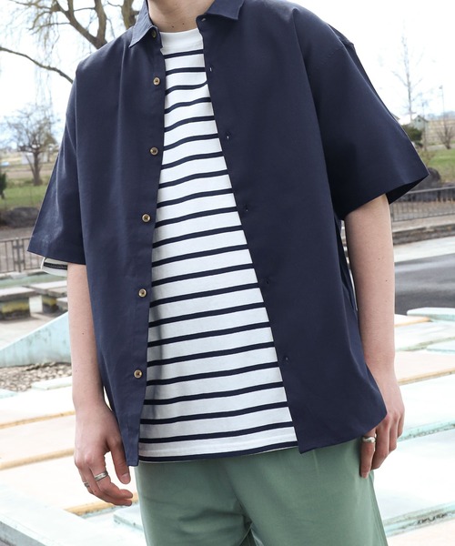 ZIP FIVE（ジップファイブ）の「【ZIP FIVE】コットンリネンライク　レギュラーカラーシャツ/リネンライクレギュラーカラーシャツ（シャツ/ブラウス・メンズ・アイボリー/オリーブ/ブラウン/ネイビー/ブラック・SMALL/MEDIUM/LARGE/X-LARGE）」の9枚目の写真