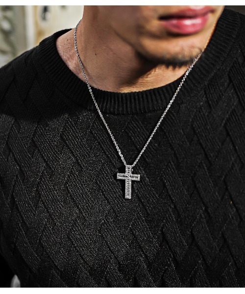 JOKER（ジョーカー）の「スクウェアクリスタルネックレス 十字架 真鍮製(メッキ加工) ジルコニア（ネックレス・メンズ・ゴールド/シルバー・45cm）」の6枚目の写真