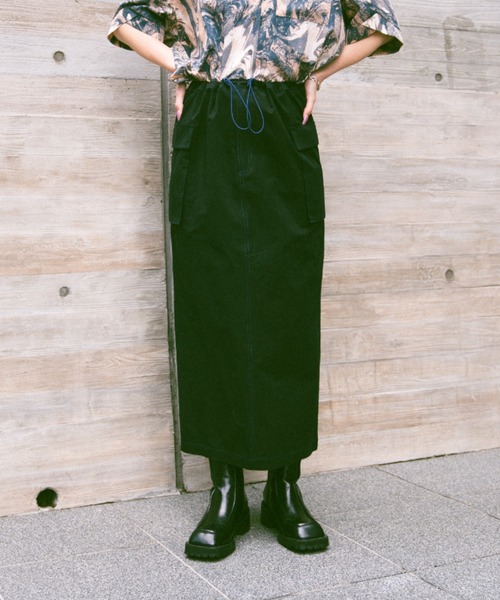 Happy John（ハッピージョン）の「bycolor cargo skirt/バイカラーカーゴスカート（スカート・レディース・ベージュ/ブラック・FREE）」の18枚目の写真