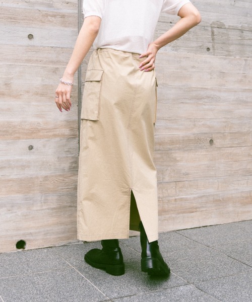 Happy John（ハッピージョン）の「bycolor cargo skirt/バイカラーカーゴスカート（スカート・レディース・ベージュ/ブラック・FREE）」の15枚目の写真