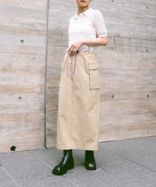 Happy John（ハッピージョン）の「bycolor cargo skirt/バイカラーカーゴスカート（スカート・レディース・ベージュ/ブラック・FREE）」の20枚目の写真