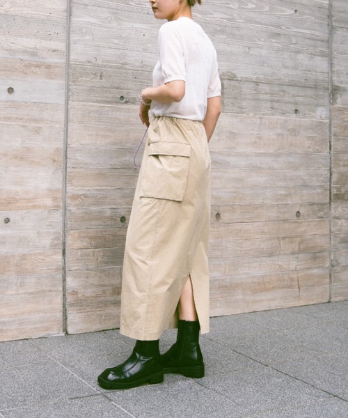 Happy John（ハッピージョン）の「bycolor cargo skirt/バイカラーカーゴスカート（スカート・レディース・ベージュ/ブラック・FREE）」の10枚目の写真