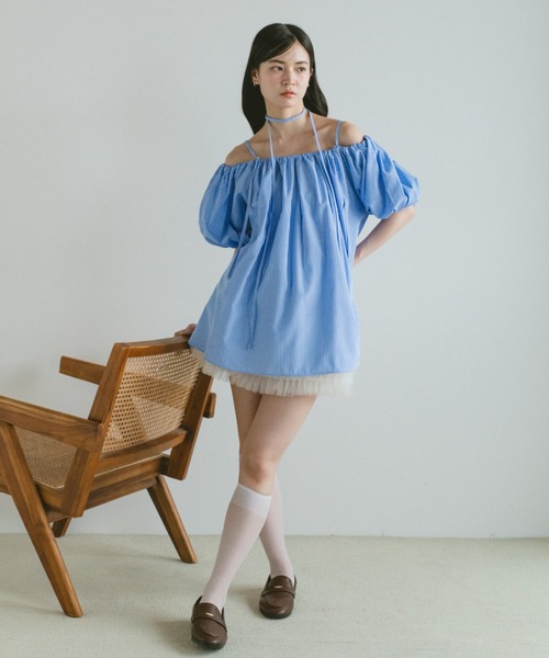 VANNIE U(ヴァニーユー)の「オフショルボリュームブラウス/マルチストラップ/前後2WAY(シャツ/ブラウス・レディース・ブラック/ベージュ/アイボリー/グレー/ネイビー/ブルー・FREE)」の9枚目の写真