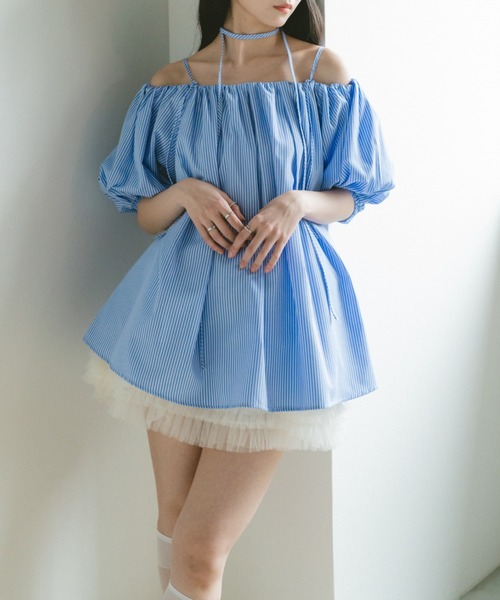 VANNIE U(ヴァニーユー)の「オフショルボリュームブラウス/マルチストラップ/前後2WAY(シャツ/ブラウス・レディース・ブラック/ベージュ/アイボリー/グレー/ネイビー/ブルー・FREE)」の11枚目の写真