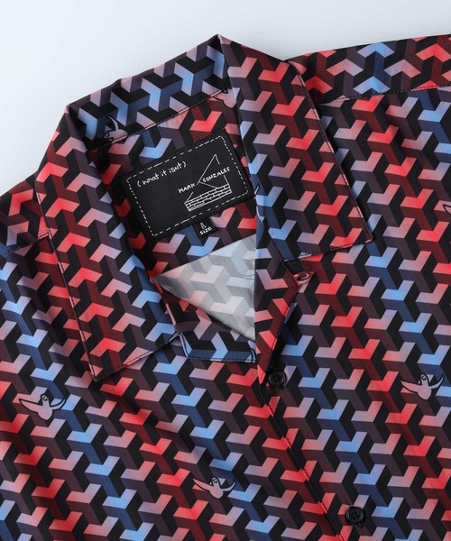 （What it isNt）ART BY MARKGONZALES（ワットイットイズント）の「【(What it isNt)】総柄ストレッチシャツ（シャツ/ブラウス・メンズ・ワイン/グリーン/ブラック・L/M/XL）」の12枚目の写真