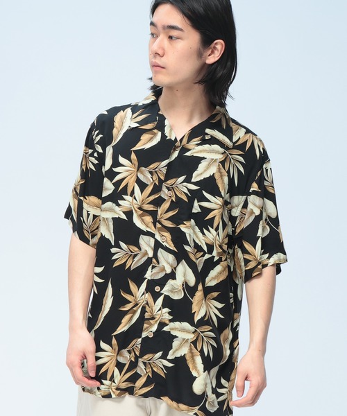 SAKAZEN(サカゼン)の「【WEB限定】アロハシャツ メンズ レディース 柄シャツ レーヨン100% 半袖 オープンカラー 開襟シャツ 花柄 和柄 ボタニカル(シャツ/ブラウス・メンズ・ホワイト/サックスブルー/ターコイズブルー/ダークグレー/B/F/H/C/D/E/A/ピンク/ライトブルー/G/ブルー系その他/ブラウン/ネイビー/ダークブルー/インディゴブルー/グリーン/オレンジ/ブラック系/レッド系その他/グレー・M/L/LL)」の3枚目の写真