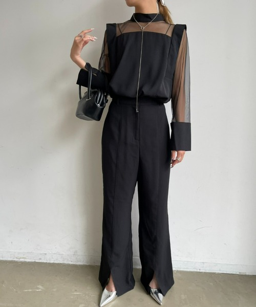 AIC.（エーアイシー）の「シースルー切り替えトップス/オケージョン