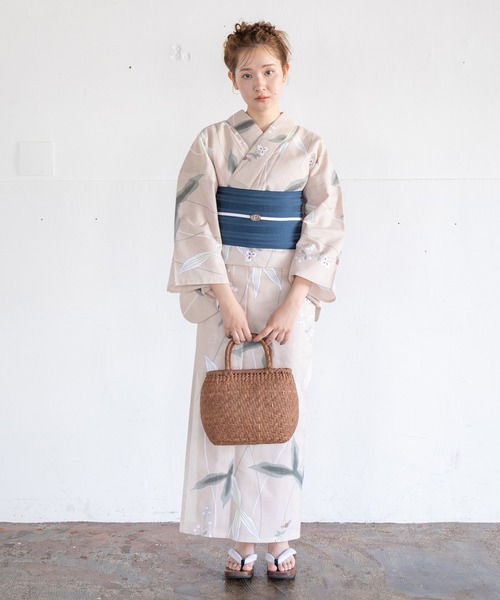 新品未使用品　紫織庵　大正友禅　浴衣　綿100% 日本製 大正友禅】紫織庵-綿絽地浴衣新バラ・青磁 紫織庵 東レシルック