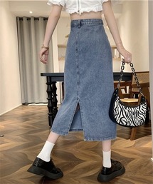 バックスリットロングデニムスカート
