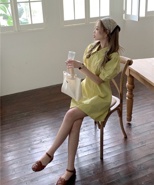 Achic(アシック)の「タイトワンピース ミニ(シャツワンピース・レディース・イエロー/ブルー/ホワイト/ピンク・M)」の8枚目の写真