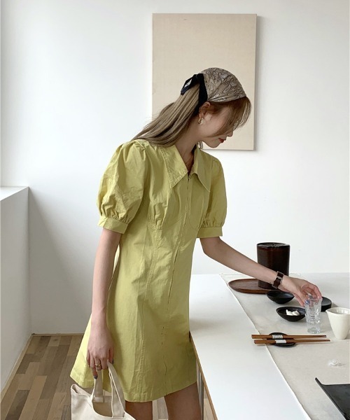 Achic(アシック)の「タイトワンピース ミニ(シャツワンピース・レディース・イエロー/ブルー/ホワイト/ピンク・M)」の11枚目の写真