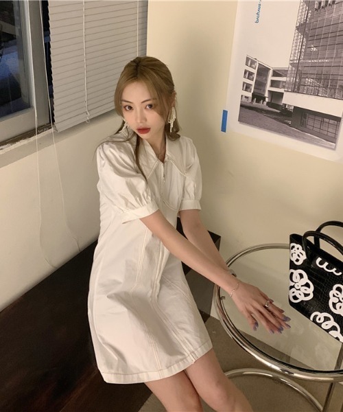 Achic(アシック)の「タイトワンピース ミニ(シャツワンピース・レディース・イエロー/ブルー/ホワイト/ピンク・M)」の13枚目の写真