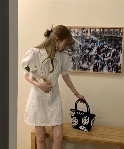 Achic(アシック)の「タイトワンピース ミニ(シャツワンピース・レディース・イエロー/ブルー/ホワイト/ピンク・M)」の14枚目の写真