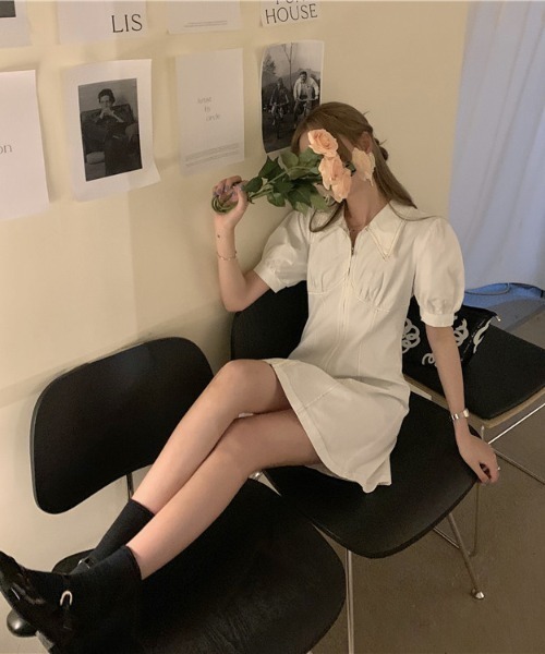 Achic(アシック)の「タイトワンピース ミニ(シャツワンピース・レディース・イエロー/ブルー/ホワイト/ピンク・M)」の21枚目の写真