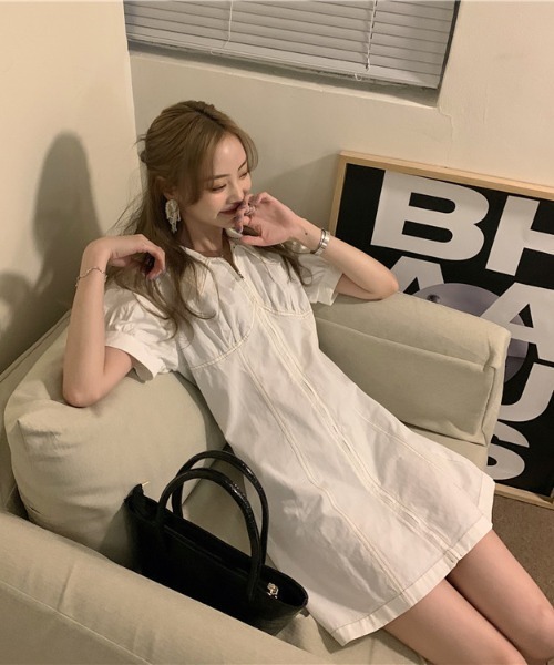 Achic(アシック)の「タイトワンピース ミニ(シャツワンピース・レディース・イエロー/ブルー/ホワイト/ピンク・M)」の22枚目の写真