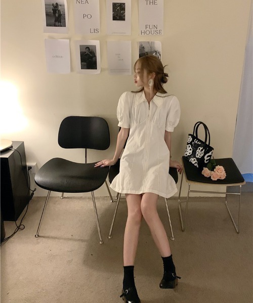 Achic(アシック)の「タイトワンピース ミニ(シャツワンピース・レディース・イエロー/ブルー/ホワイト/ピンク・M)」の20枚目の写真