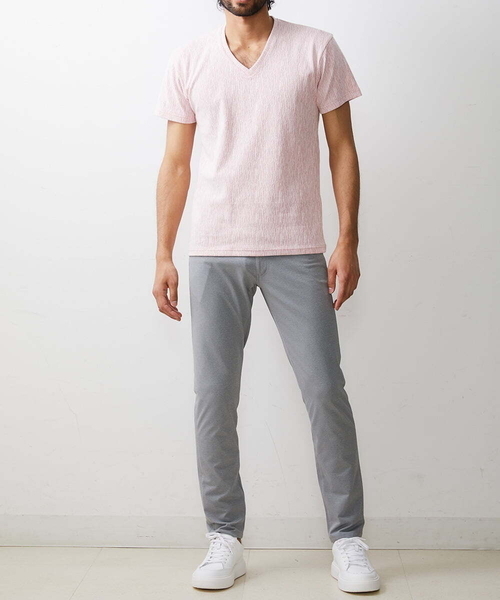 MK MICHEL KLEIN HOMME (エムケーミッシェルクランオム)の「カットソー / 楊柳(ヨウリュウ)Vネックカットソー(Tシャツ/カットソー・メンズ・ホワイト/ネイビー/ライトグレー/ピンク・46/48/51)」の5枚目の写真