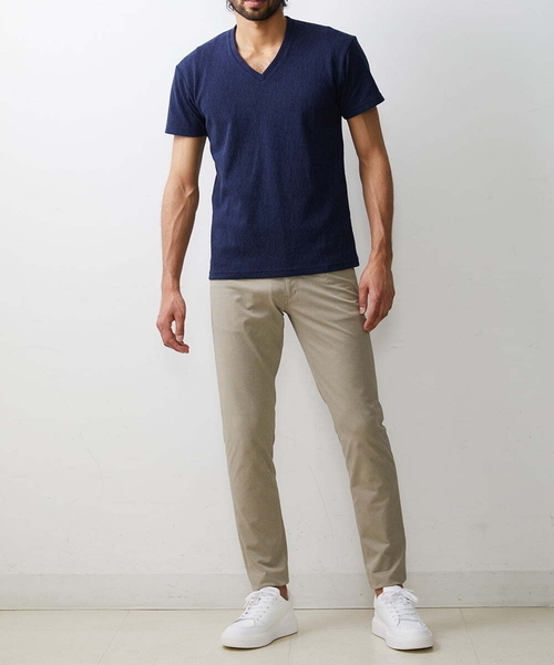 MK MICHEL KLEIN HOMME (エムケーミッシェルクランオム)の「カットソー / 楊柳(ヨウリュウ)Vネックカットソー(Tシャツ/カットソー・メンズ・ホワイト/ネイビー/ライトグレー/ピンク・46/48/51)」の7枚目の写真