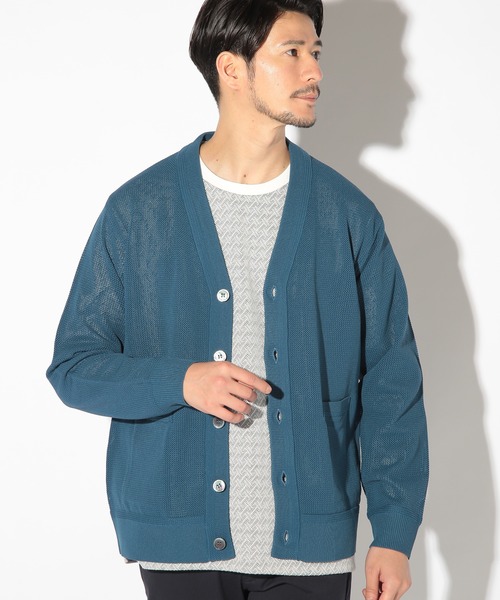 UNION STATION（ユニオンステーション）の「メッシュジャガードニットカーディガン（カーディガン/ボレロ・メンズ・ベージュ/ブルー/ネイビー・LL/L/M）」の11枚目の写真