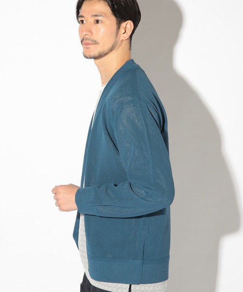 UNION STATION（ユニオンステーション）の「メッシュジャガードニットカーディガン（カーディガン/ボレロ・メンズ・ベージュ/ブルー/ネイビー・LL/L/M）」の12枚目の写真