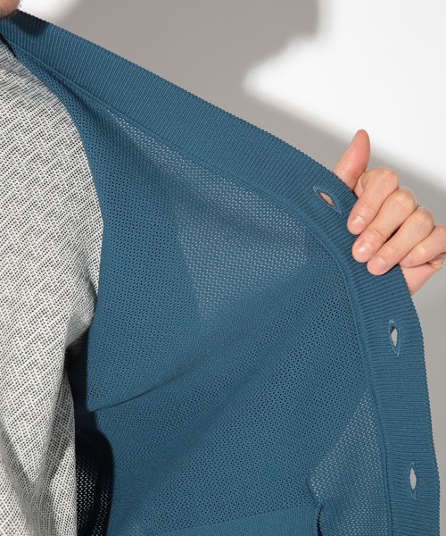 UNION STATION（ユニオンステーション）の「メッシュジャガードニットカーディガン（カーディガン/ボレロ・メンズ・ベージュ/ブルー/ネイビー・LL/L/M）」の14枚目の写真