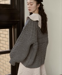 moi tytto | ボリューム編地切替えニット(ニット/セーター)