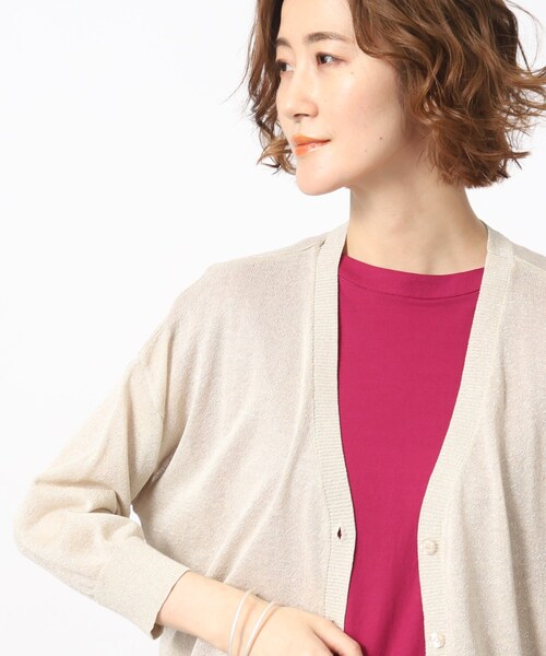 grove（グローブ）の「◆上品なトレンド感を演出してくれるVネックラメカーディガン（カーディガン/ボレロ・レディース・ブラック/アイボリー/ナチュラル・02/03/01）」の7枚目の写真