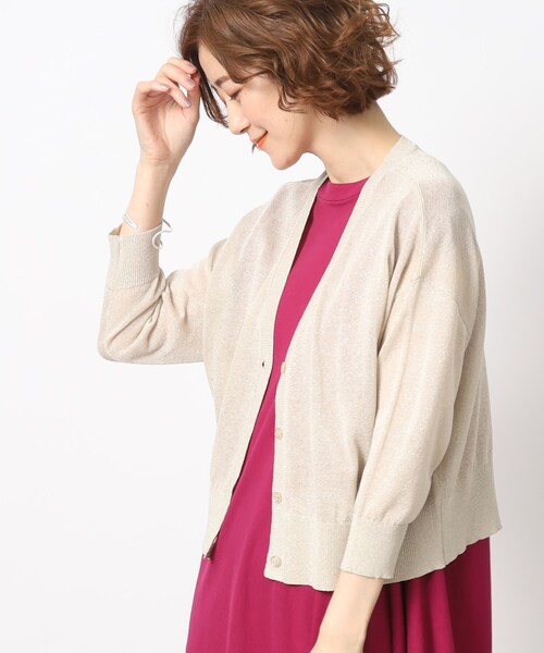 grove（グローブ）の「◆上品なトレンド感を演出してくれるVネックラメカーディガン（カーディガン/ボレロ・レディース・ブラック/アイボリー/ナチュラル・02/03/01）」の8枚目の写真