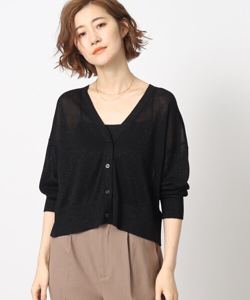 grove（グローブ）の「◆上品なトレンド感を演出してくれるVネックラメカーディガン（カーディガン/ボレロ・レディース・ブラック/アイボリー/ナチュラル・02/03/01）」の14枚目の写真