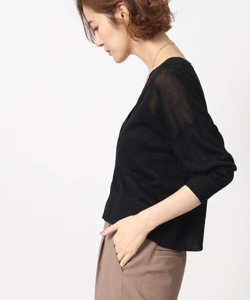 grove（グローブ）の「◆上品なトレンド感を演出してくれるVネックラメカーディガン（カーディガン/ボレロ・レディース・ブラック/アイボリー/ナチュラル・02/03/01）」の15枚目の写真