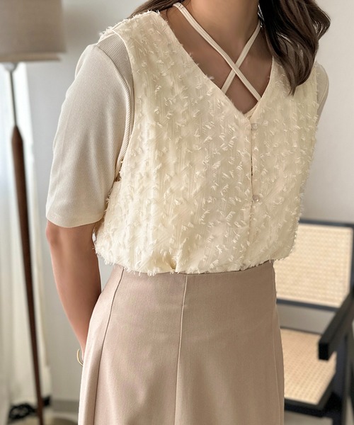 apres jour clair（アプレジュールクレア）の「【apres jour clair】シャギータンク【ZOZOTOWN限定アイテム】（タンクトップ・レディース・ブラック/アイボリー・X-LARGE/フリー）」の12枚目の写真